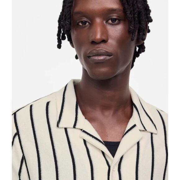 NWT Madewell The Textured Knit Camp-Collar Shirt In Vintage Ivory Size Small - Picture 3 of 8